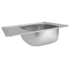 Купити Кухонна мийка нержавійка з крилом 58 * 48 см Kroner KRP Satin - 5848 (0.8 мм) CV022777 в Києві vannaja.kiev.ua