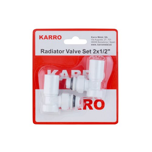 Купить Комплект радиаторных угловых кранов верхние Karro 1/2" KR32000 белые в Киеве vannaja.kiev.ua
