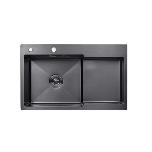 Купить Кухонная мойка Kroner KRP Schwarze - 7848LHM PVD (3/1 мм) в Киеве vannaja.kiev.ua