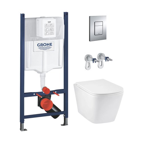 Купить Комплект 4 в 1: Инсталляция GROHE Rapid SL 3 в 1 3884966Q + Унитаз подвесной безободковый Kroner Eifel WHI493436 TORNADO с сиденьем в Киеве vannaja.kiev.ua