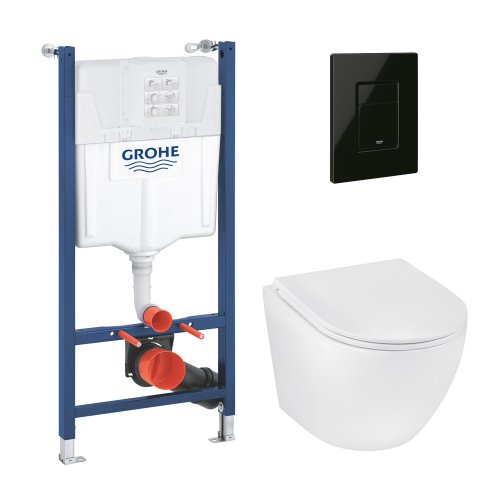 Комплект 4 в 1: Инсталляция Grohe Solido 2 в 1 38971000 + Панель смыва для унитаза Grohe Even Black 38966KV0 + Унитаз безободочный Kroner Harz WHI493736 RIMLESS с сиденьем Slim Duroplast / Soft-close (38971966KV0KH49R) Купить Комплект 4 в 1: Инсталляция Grohe Solido 2 в 1 38971000 + Панель смыва для унитаза Grohe Even Black 38966KV0 + Унитаз безободочный Kroner Harz WHI493736 RIMLESS с сиденьем Slim Duroplast / Soft-close (38971966KV0KH49R) в Киеве vannaja.kiev.ua