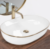 Умивальник (раковина) REA CLEO 61 WHITE GOLD EDGE накладний білий Купити Умивальник (раковина) REA CLEO 61 WHITE GOLD EDGE накладний білий в Києві vannaja.kiev.ua