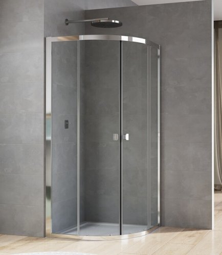 Купити душова кабіна 90х90 півкругла без піддона на плитку Ronal D20SR550904007 SanSwiss Arelia, радіус 55см, хромований профіль, прозоре скло в Києві vannaja.kiev.ua