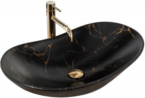 Купить Умывальник (раковина) REA ROYAL 60 MARBLE BLACK MATT накладной черный в Киеве vannaja.kiev.ua