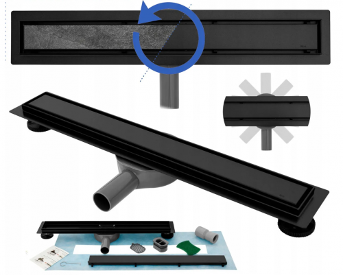 Трап для душу REA NEO PRO BLACK 2в1 чорний 50 см REA-G0999 Купити Трап для душу REA NEO PRO BLACK 2в1 чорний 50 см REA-G0999 в Києві vannaja.kiev.ua