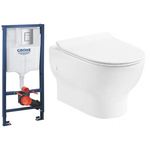 Купить Rea + Grohe RAPID SL 38750 Инсталляция с Унитазом с кришкой SoftClose Slim Микролифт 38840000+38505000+3855800M в Киеве vannaja.kiev.ua