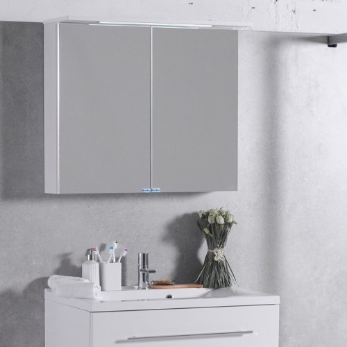Купить Зеркальный шкаф FANCY MARBLE MC-10 (ШЗ-10) с подсветкой Цвет белый в Киеве vannaja.kiev.ua