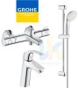 Купить Набор смесителей для ванны термостат Grohe Grohtherm 34567262 выгодная цена на комплект кранов 3 в1 Eurosmart в Киеве vannaja.kiev.ua