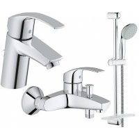 шикарный смеситель для раковины Grohe 21091000 Aria 21091 с двойной ручкой фиксированным изливом, хром