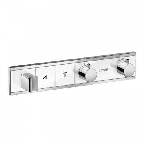 HANSGROHE 15355400 Термостат для душа RainSelect 153554 з 2 кнопками білий / хром Купити HANSGROHE 15355400 Термостат для душа RainSelect 153554 з 2 кнопками білий / хром в Києві vannaja.kiev.ua
