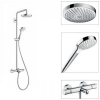 Душевая стойка с термостатом Hansgrohe Rainmaker Select 27109400 Showerpipe тропический душ - 460 режима 2, белый/хром