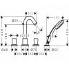 Купить Hansgrohe 71314000 Logis 71314 Смеситель на 4 отверстия для установки на борт ванны, двухвентильный, с вытяжным ручным душем, цвет хром в Киеве vannaja.kiev.ua