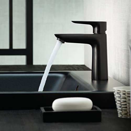 Купить Чорные матовые Смеситель для раковины Hansgrohe Talis E Matt Black 71710670 110 с донным клапаном pop-up в Киеве vannaja.kiev.ua