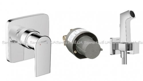 Купить Гигиенический душ квадратный Hansgrohe Vernis Shape E EcoSmart 71629210 все вместе комплект Вернис Шейп в Киеве vannaja.kiev.ua