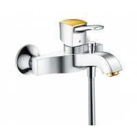 Смеситель на борт ванны HANSGROHE 31441090 Metropol Classic на край ванны на 4 отверстия с рычажными рукоятками хром/золото