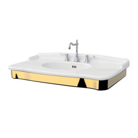 Купить Керамическая раковина 112 см Artceram Hermitage, white glossy/gold bicolor (HEL004 01; 56) в Киеве vannaja.kiev.ua