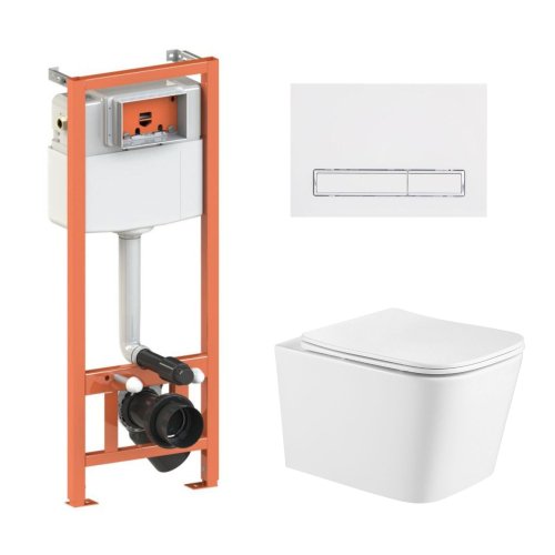 инсталляция унитаз квадратный набор Qtap QT05335172W48181 подвесной туалет Crow Ultra Quiet 520x360x290 + комплект инсталляции Nest 4 в 1 (линейная клавиша White) Купить инсталляция унитаз квадратный набор Qtap QT05335172W48181 подвесной туалет Crow Ultra Quiet 520x360x290 + комплект инсталляции Nest 4 в 1 (линейная клавиша White) в Киеве vannaja.kiev.ua