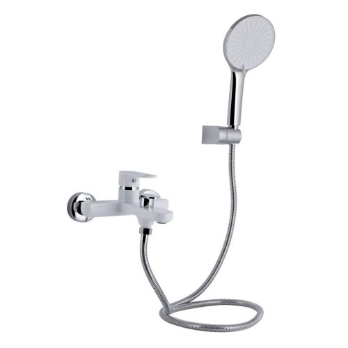 Купить Смеситель для ванны Qtap Jay (c душевым гарнитуром) QTJAY259CRW45553 Chrome/White в Киеве vannaja.kiev.ua