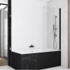 Купить черная перегородка на борт ванны 150 × 75 см Сан Свис SOEB107500607 BlackLine Solino Одностворчатая стекло прозрачное профиль черный мат в Киеве vannaja.kiev.ua