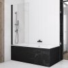 Купить черная перегородка на борт ванны 150 × 75 см Сан Свис SOEB107500607 BlackLine Solino Одностворчатая стекло прозрачное профиль черный мат в Киеве vannaja.kiev.ua