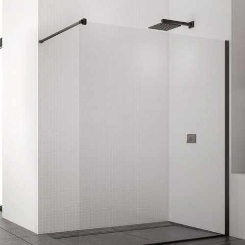 Купить черная матовая перегородка SanSwiss Easy STR4P1200607 BlackLine WALK-IN фиксированное стекло прозрачное 120x200 см в Киеве vannaja.kiev.ua