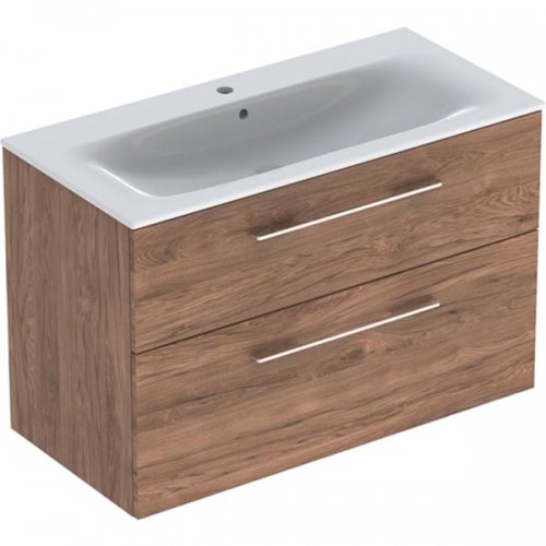 Купить Тумба с умывальником Geberit 501246001 Selnova Square 100 см темный орех 501.246.00.1 в Киеве vannaja.kiev.ua