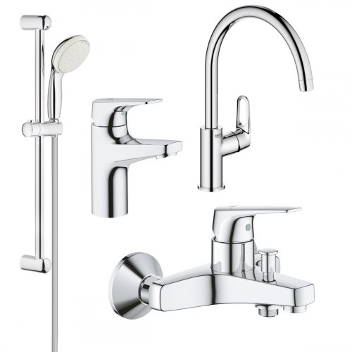 Купить Комплект смесителей для ванной комнаты и кухни Grohe BauFlow UA121640K0 в Киеве vannaja.kiev.ua