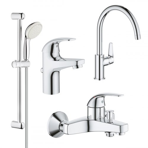 Комплект смесителей для ванной комнаты и кухни Grohe BauCurve UA122218K0 Купить Комплект смесителей для ванной комнаты и кухни Grohe BauCurve UA122218K0 в Киеве vannaja.kiev.ua