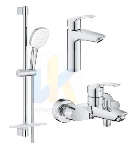 Купить Набор смесителей комплект (ванная, раковина, душ) Grohe UA123246M3 Eurosmart 3 в 1, хром в Киеве vannaja.kiev.ua