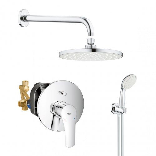 Купити Купити UA25183004 Душева система прихованого монтажу Grohe Eurosmart верхня лійка 250 мм 1 режим + Tempesta 250 Cube хром одноважільний в Києві vannaja.kiev.ua