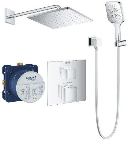 Купити Душова система Grohe Grohtherm Cube UA26405SC0 Грое куб з термостатом прихованого монтажу в Києві vannaja.kiev.ua