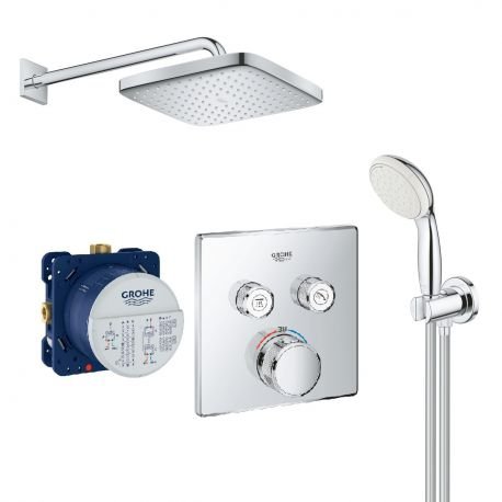Купить Душевая система с термостатом квадратная Grohe Grohtherm SmartControl New UA26415SC1 в Киеве vannaja.kiev.ua