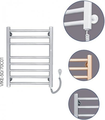 Купити Instal Projekt VIKE-50 / 70C01 Viking Electro 70 * 53 см Полотенцесушитель Електричний Viking 50/70 (530*700мм) хром в Києві vannaja.kiev.ua
